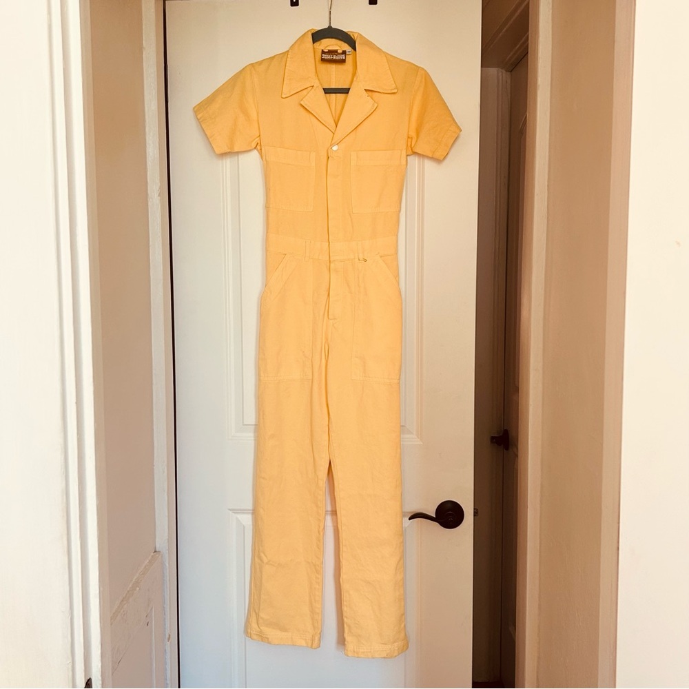 Big Bud Press Pale Yellow Short-Sleeve Utility Jumpsuit